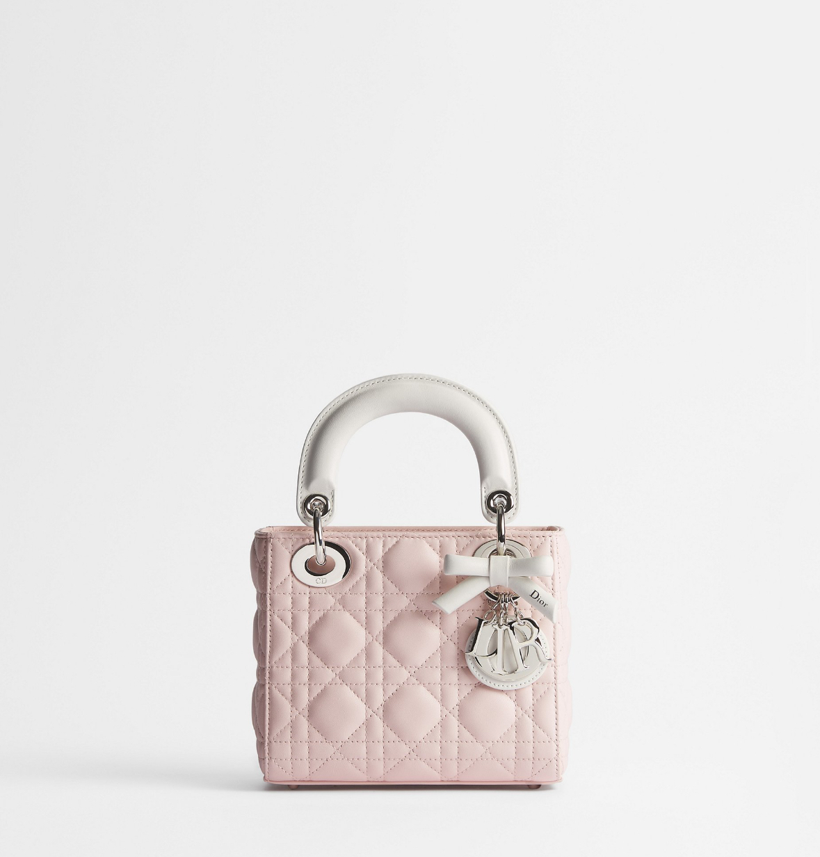 dior lady dior mini cannage quilted bow detail top handle bag